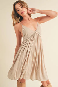 Aemi + Co Ruched Plunge Mini Cami Dress - Brittney MADE