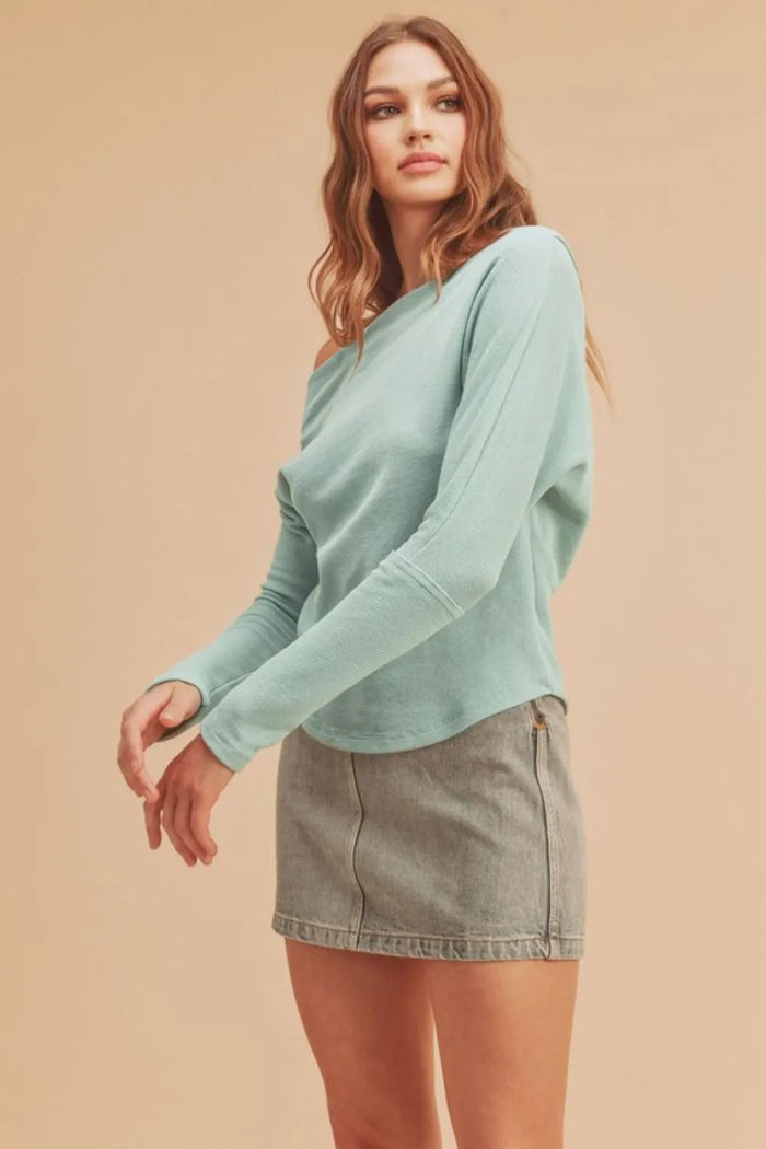 Aemi + Co One Shoulder Long Sleeve Knit Top - Brittney MADE