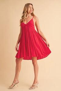 Aemi + Co Ruched Plunge Mini Cami Dress - Brittney MADE