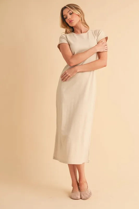 Aemi+Co Short Sleeve Midi Tee Dress - Brittney MADE