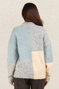 VERY J Color Block Mock Neck Drop Shoulder Sweater - Brittney MADE