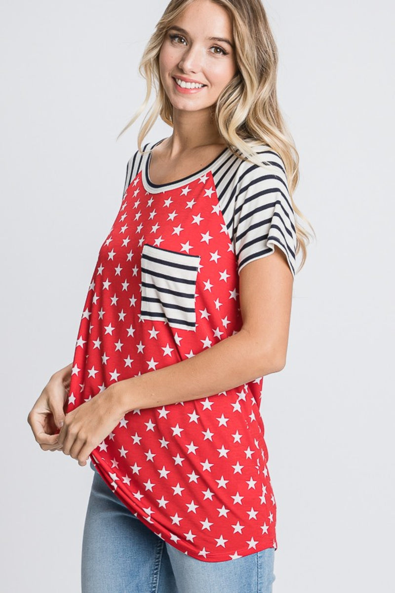Heimish Full Size Star & Striped Round Neck Short Sleeve T-Shirt Plus Size - Brittney MADE