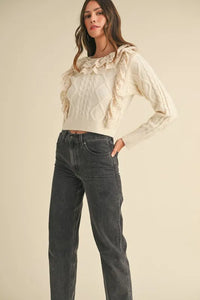 MABLE Ruffled Lace Crochet Sweater - Brittney MADE