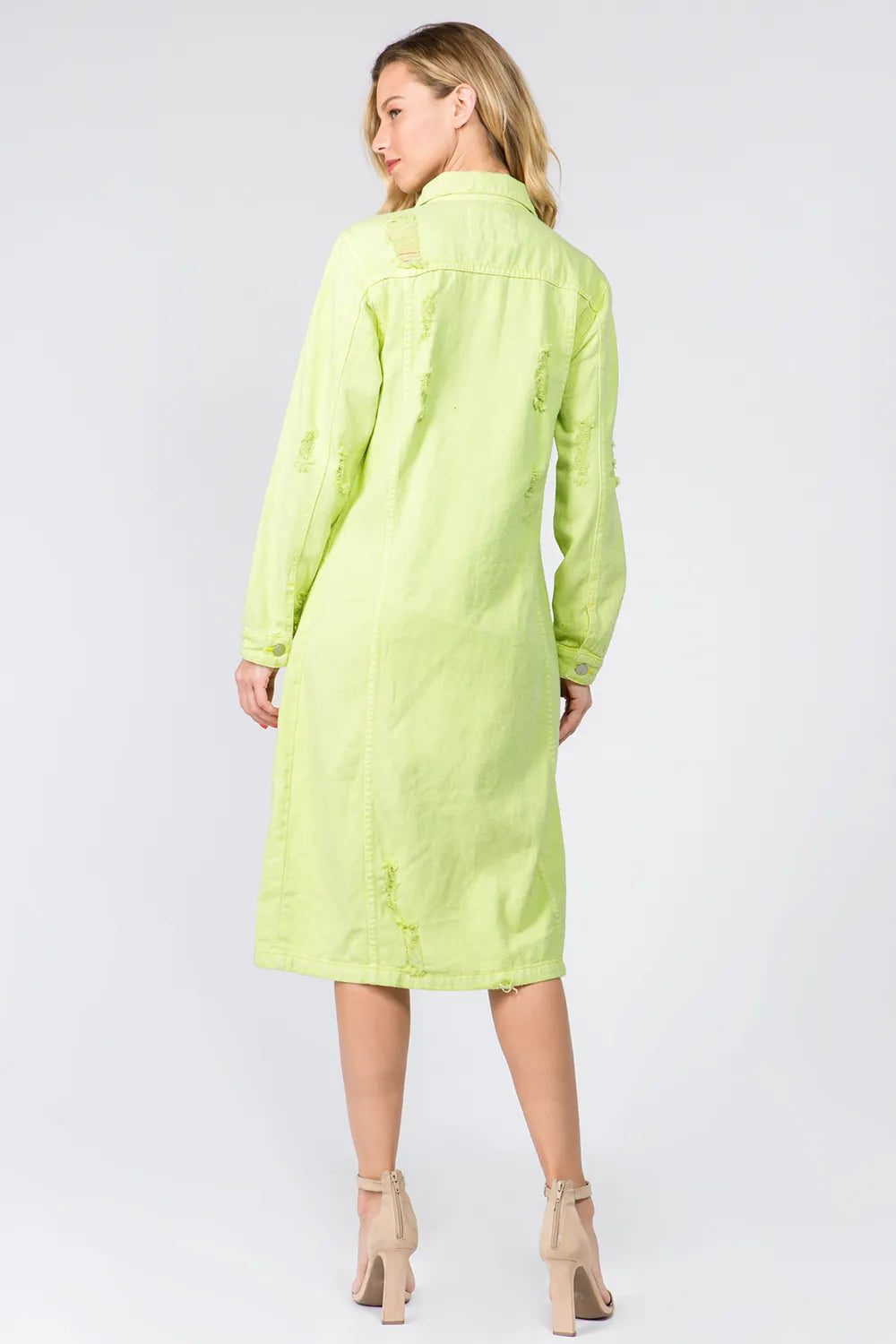 American Bazi Button Up Distressed Denim Dress - Brittney MADE