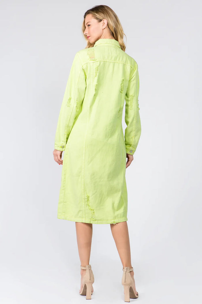 American Bazi Button Up Distressed Denim Dress - Brittney MADE