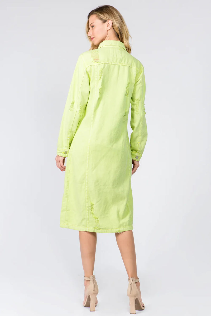 American Bazi Button Up Distressed Denim Dress - Brittney MADE