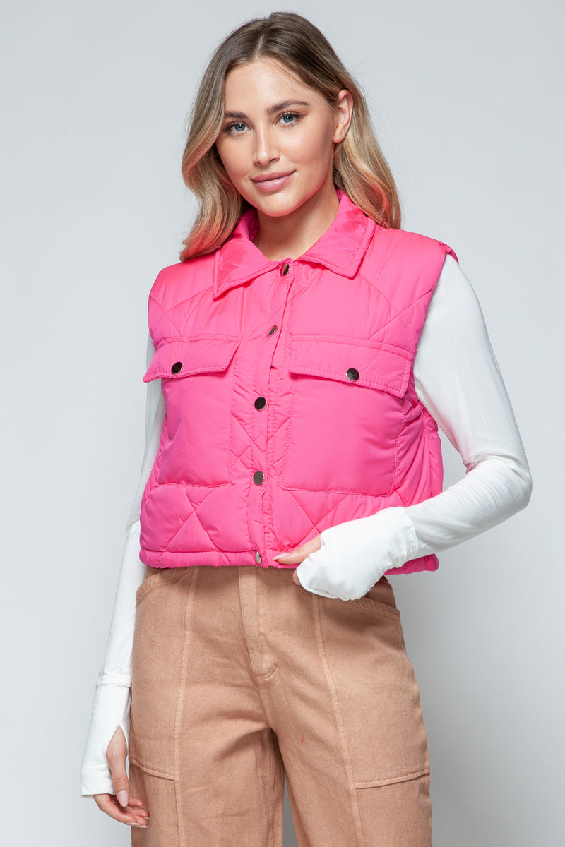 Snobbish Snap Down Quilted Crop Vest - Brittney MADE