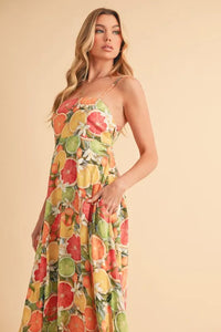 Aemi + Co Fruit Print Square Neck Maxi Cami Dress - Brittney MADE