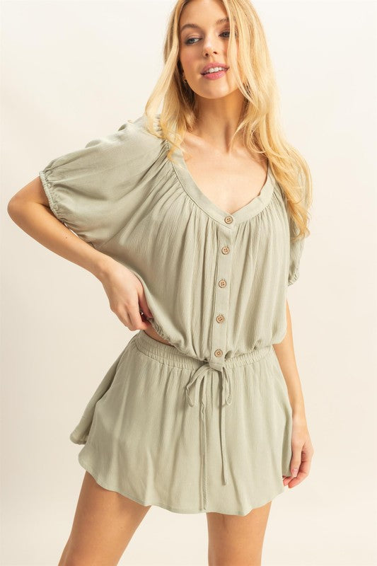 HYFVE Drawstring Hem Short Sleeve Top and Skort Set - Brittney MADE