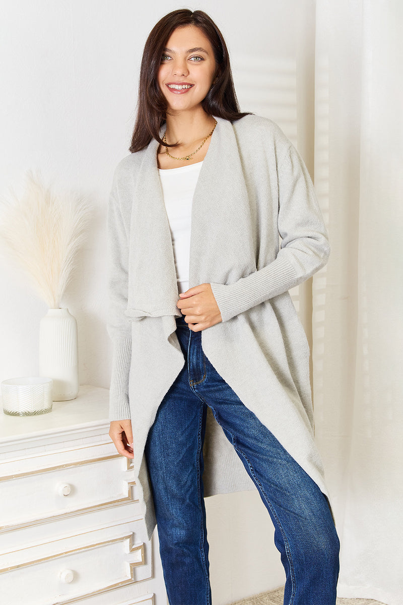 Angel Wings Open Front Duster Cardigan with Pockets - Brittney MADE