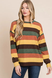 BOMBOM Multi-Color Striped Knit Top - Brittney MADE