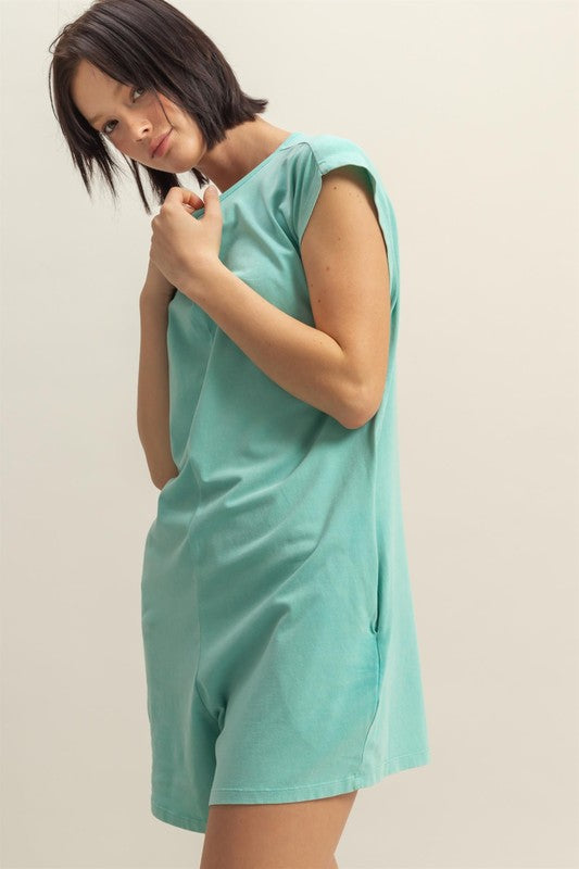 HYFVE Round Neck Cap Sleeve Relaxed Fit Breezy Romper - Brittney MADE