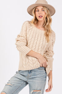 SAGE + FIG Cable-Knit Long Sleeve Sweater - Brittney MADE