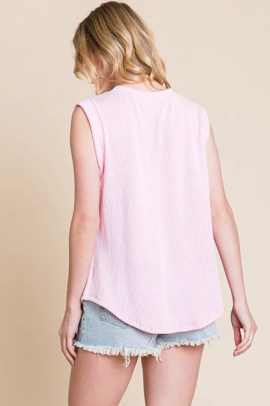 BOMBOM Rib Knit V-Neck Tank - Brittney MADE