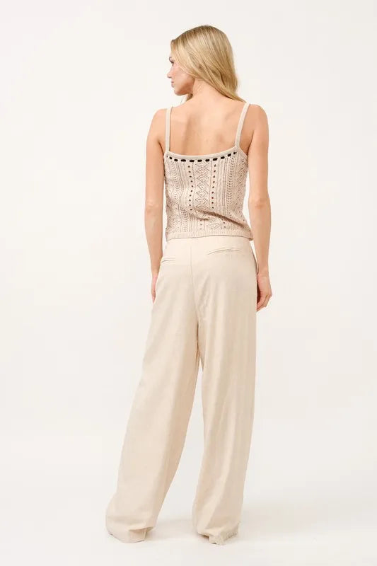 And The Why High-Rise Wide Leg Linen Blended Pants - Brittney MADE