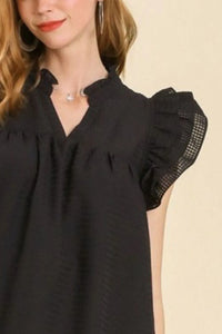Umgee Full Size Layered Ruffle Sleeve Mini Dress Plus Size - Brittney MADE