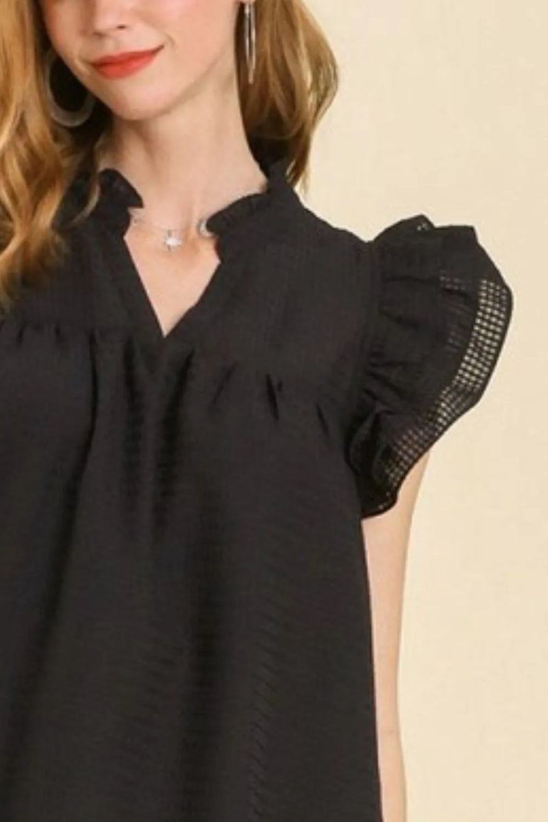 Umgee Full Size Layered Ruffle Sleeve Mini Dress Plus Size - Brittney MADE