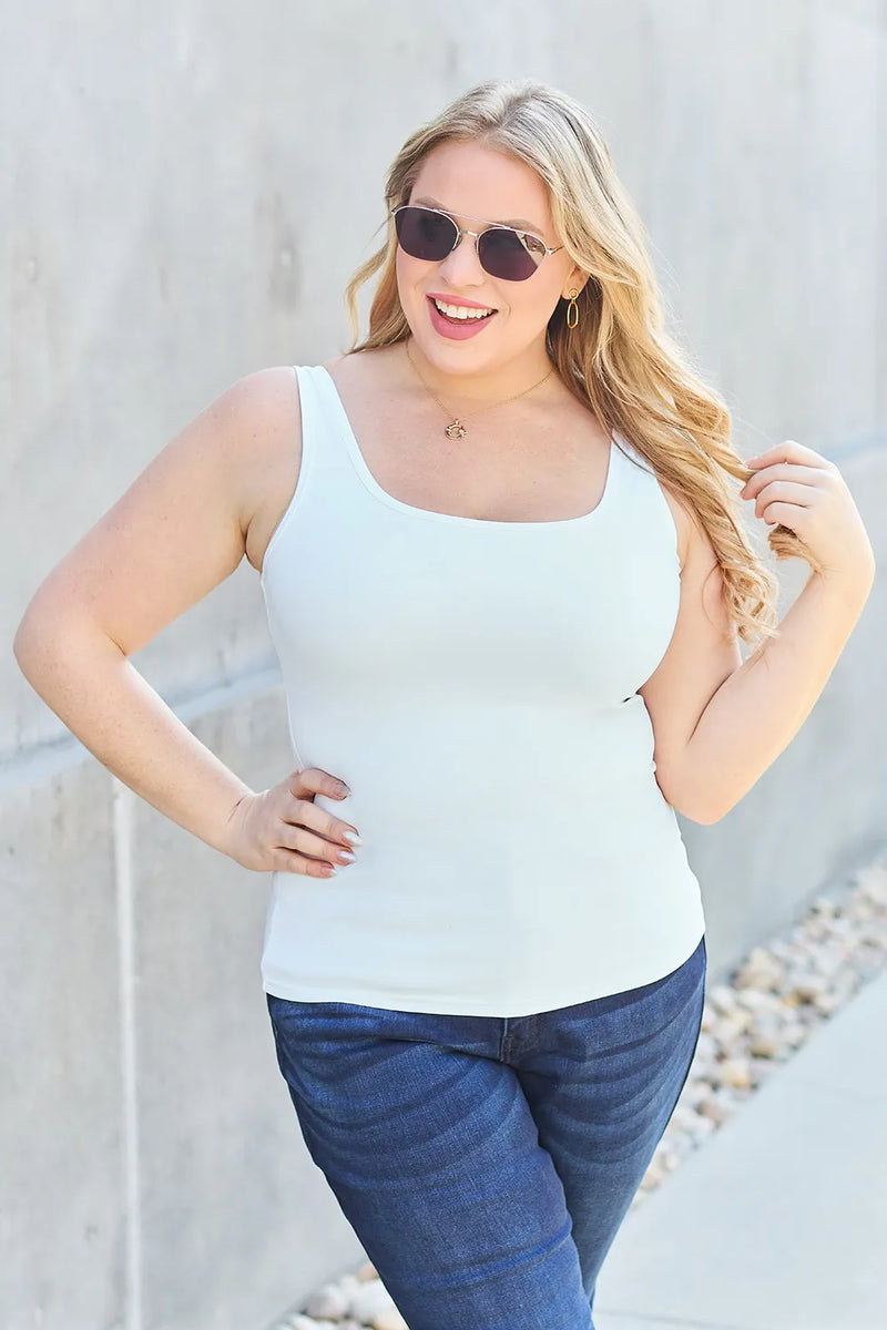 Basic Bae Full Size Square Neck Wide Strap Tank - Brittney MADE