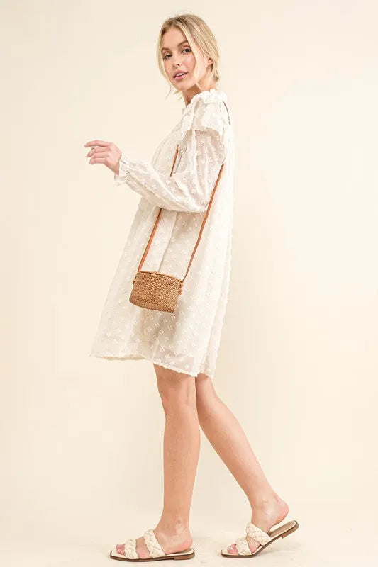 And The Why Ruffle Shoulder with Textured Woven Dress - Brittney MADE