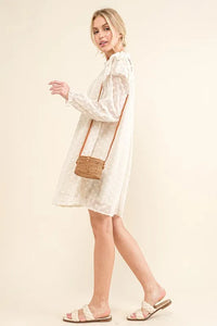 And The Why Ruffle Shoulder with Textured Woven Dress - Brittney MADE