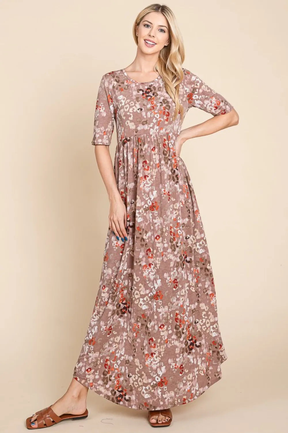BOMBOM Printed Shirred Maxi Dress - Brittney MADE