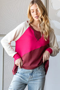 HOPELY Color Block Long Sleeve T-Shirt - Brittney MADE
