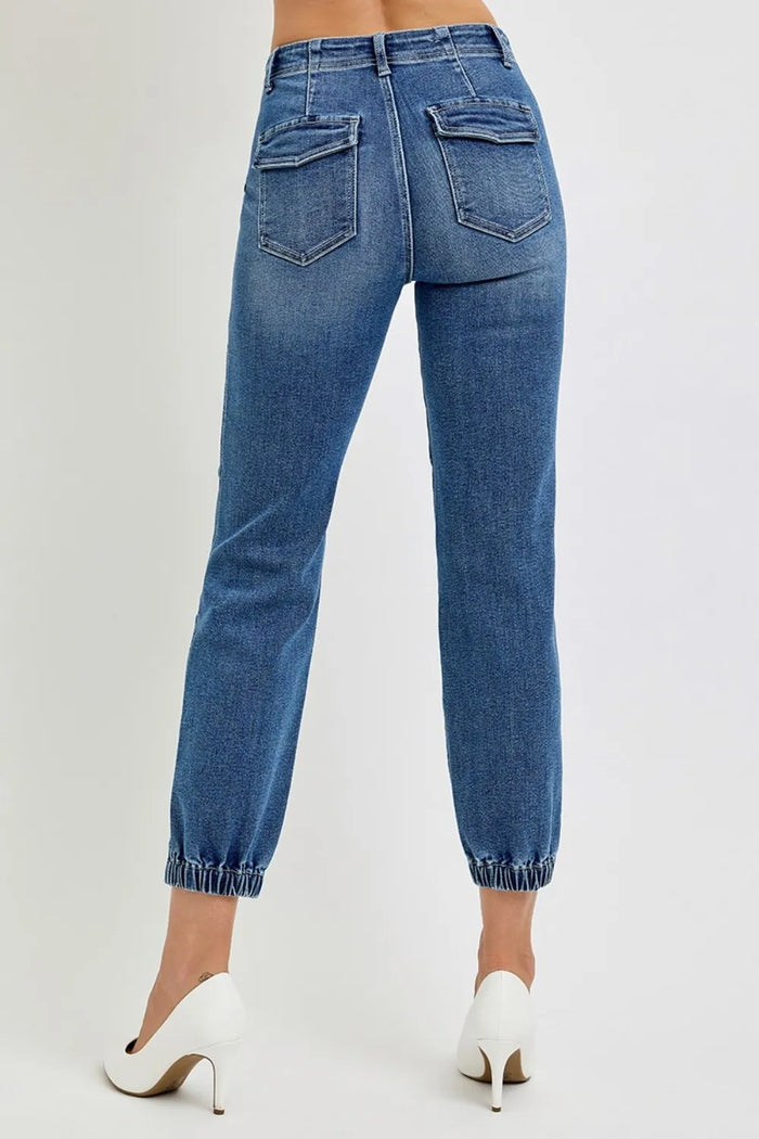 RISEN Full Size High Rise Ankle Jogger Jeans - Brittney MADE