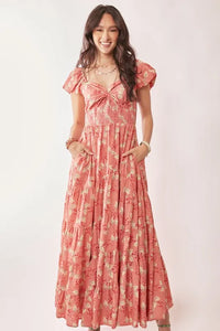 Davi & Dani Lightweight Sweetheart Neck Textured Tiered Maxi Dress - Brittney MADE