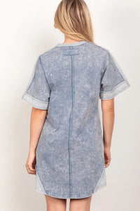 VERY J Short Sleeve V-Neck Tee Dress - Brittney MADE