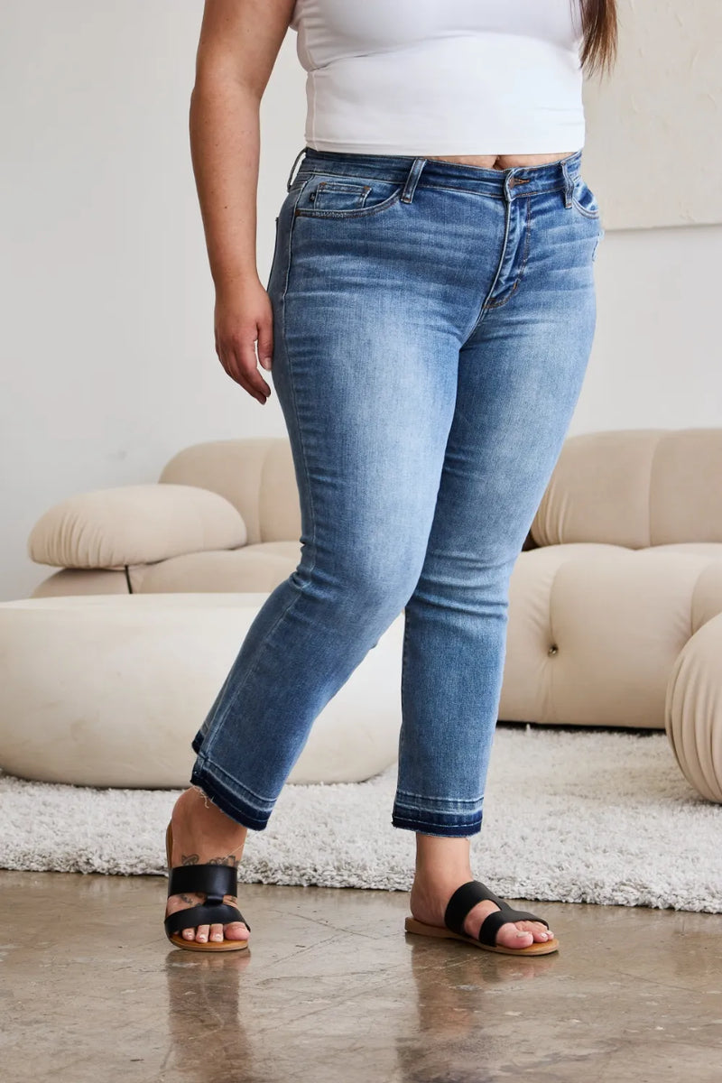 Judy Blue Full Size Release Hem Cropped Bootcut Jeans - Brittney MADE