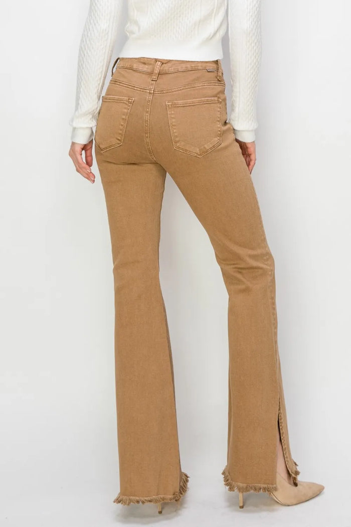 RISEN Bailey Full Size High Waist Side Slit Flare Jeans - Brittney MADE