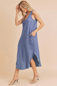 Aemi + Co Round Neck Midi Tank Dress with Pockets - Brittney MADE