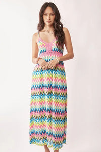 Davi & Dani Multi Color Crochet Lace Midi Dress - Brittney MADE