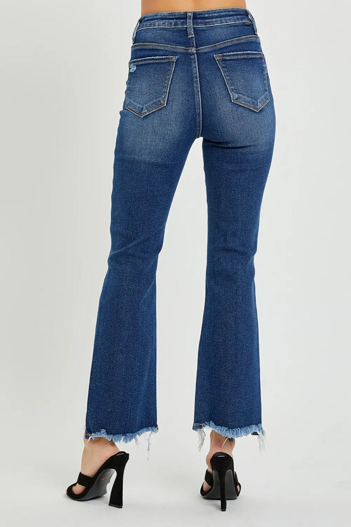 RISEN High Rise Distressed Crop Flare Jeans - Brittney MADE