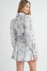 MABLE Floral Print Button Down Blouse and Mini Skirt Set - Brittney MADE