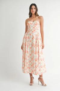MABLE Sweetheart Neckline Floral Printed Midi Dress - Brittney MADE
