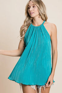 BiBi Pleating Knit Halter Neck Top - Brittney MADE