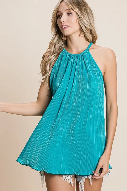 BiBi Pleating Knit Halter Neck Top - Brittney MADE