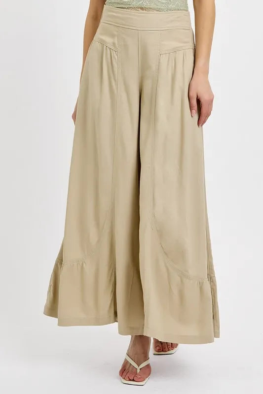 RISEN Shirring Detail Wide Leg Pants - Brittney MADE