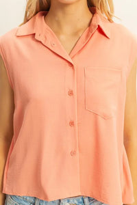 HYFVE Buttoned Front Sleeveless Collar Shirt - Brittney MADE