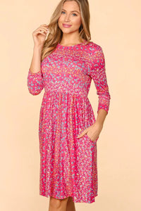Haptics Round Neck Floral Dress with Pockets - Brittney MADE