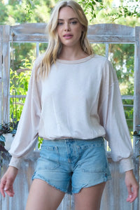 Hailey & Co Rib and Two Tone Knit Mixed Top - Brittney MADE