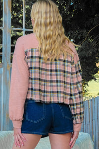 Hailey & Co Plaid Mixed Cropped Jacket - Brittney MADE