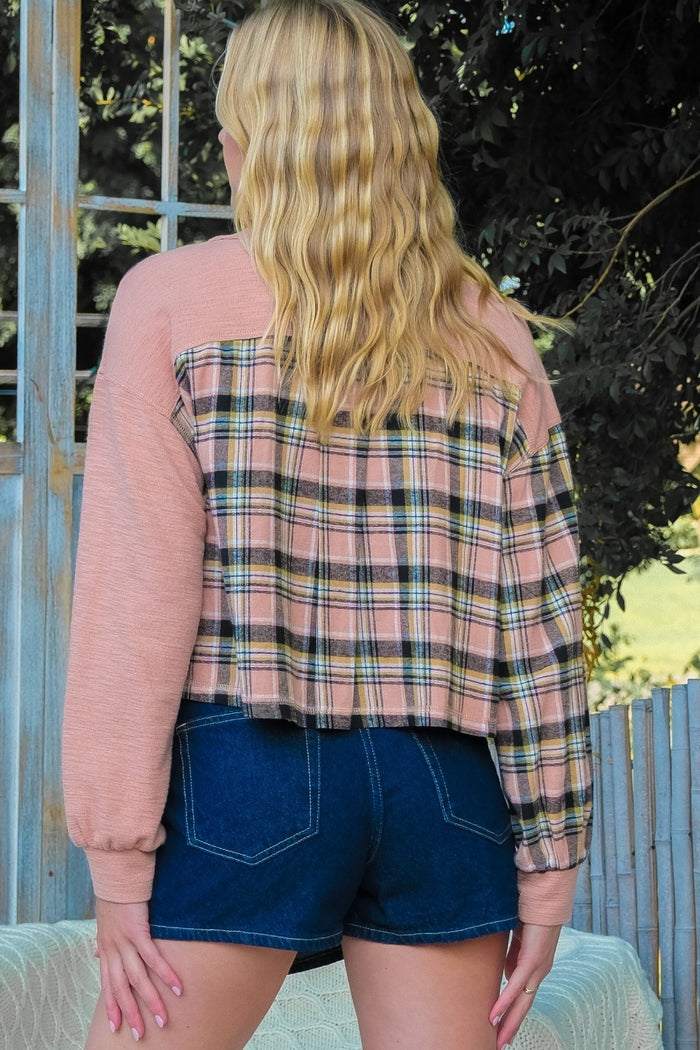 Hailey & Co Plaid Mixed Cropped Jacket - Brittney MADE