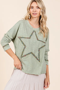Mittoshop Mineral Wash Star Patch Long Sleeve T-Shirt - Brittney MADE