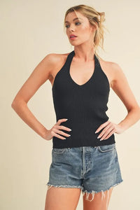 Aemi + Co Ribbed Halter Neck Cami - Brittney MADE