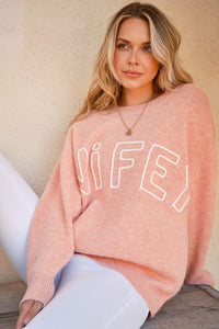 And The Why WIFEY & Heart Round Neck Sweater - Brittney MADE