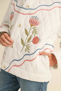 MABLE Floral Multi Color Embroidered Quilted Jacket - Brittney MADE