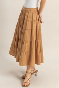 HYFVE Double Gauze Tiered Midi Skirt with Pockets - Brittney MADE