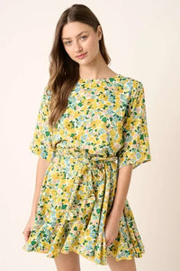 Mittoshop Floral Tie Waist Half Sleeve Mini Dress - Brittney MADE